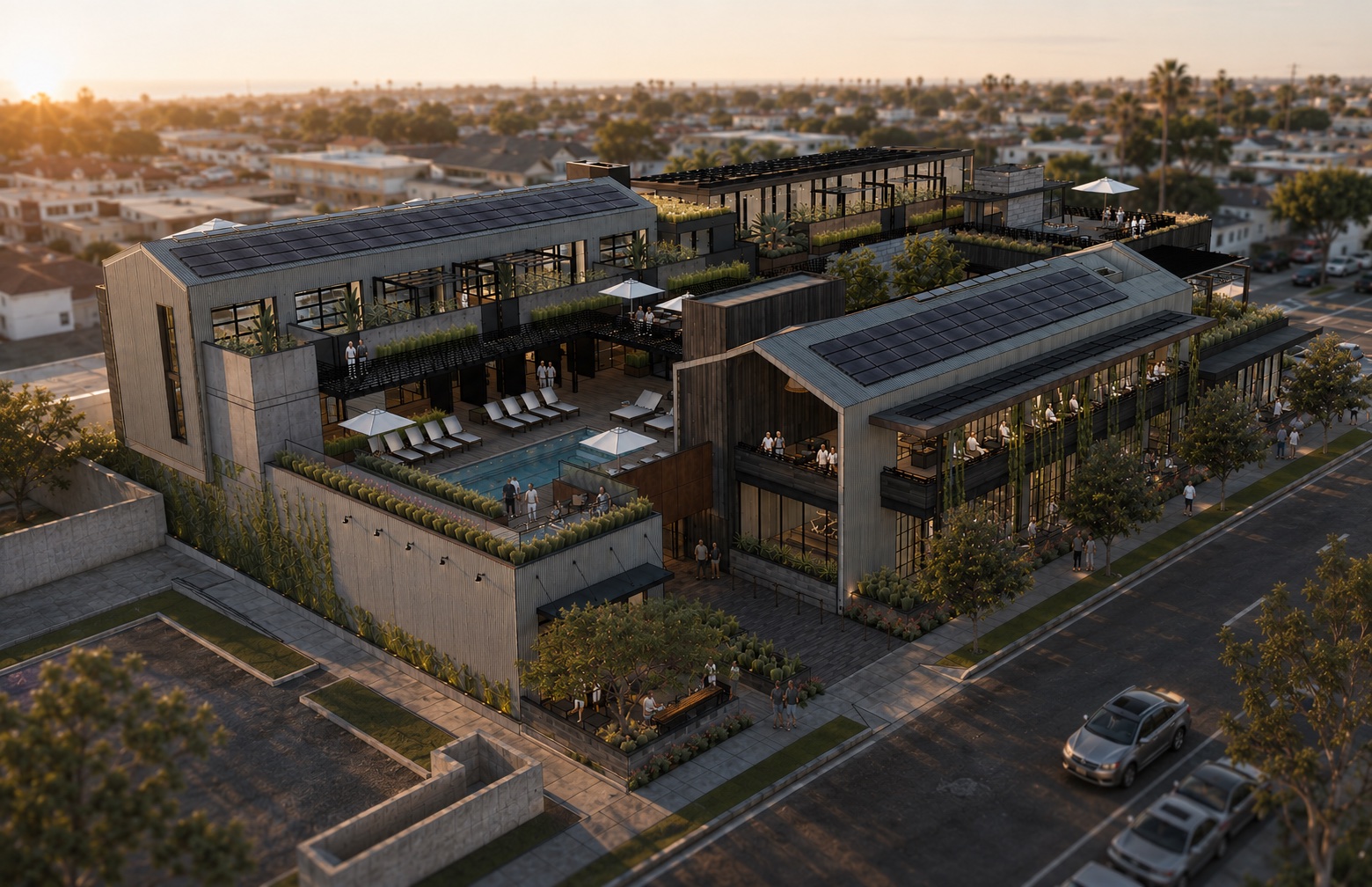Conceptual aerial rendering of 35 Anacapa in Santa Barbara